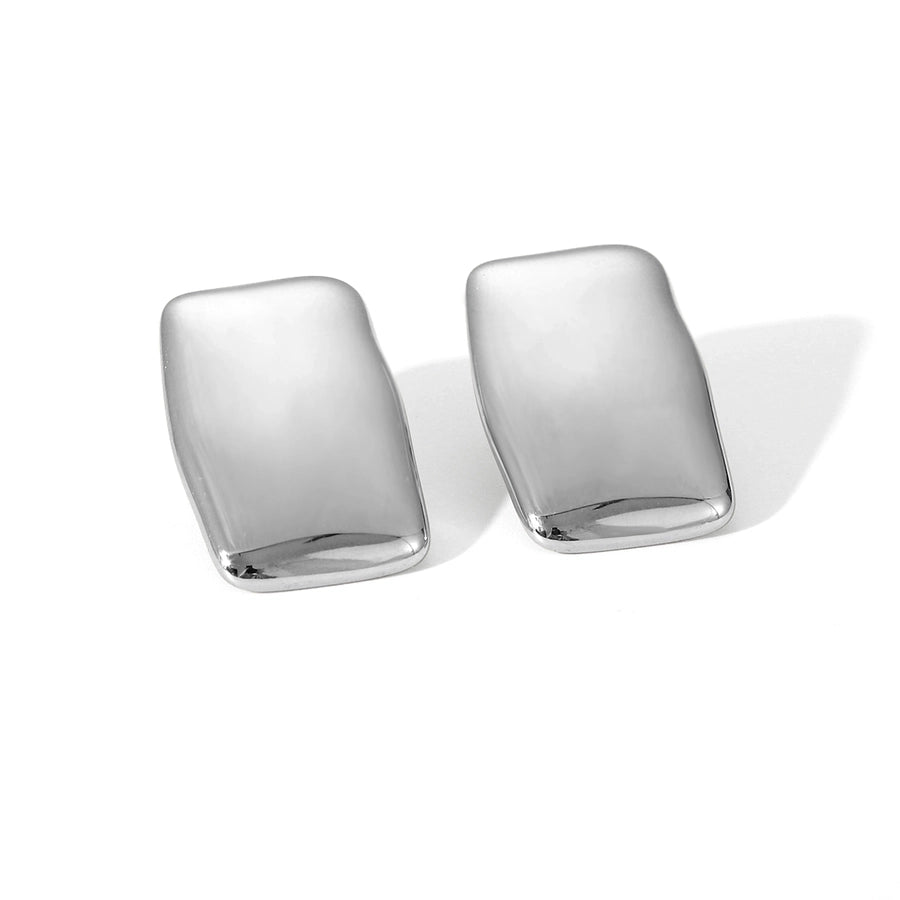 1 Piece IG Style Exaggerated Round Rectangle Plating Inlay 304 Stainless Steel Rhinestones 18K Gold Plated Ear Studs