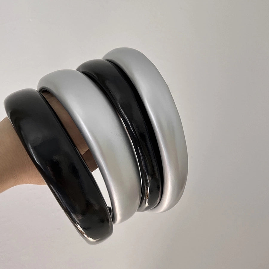 Women's Casual Simple Style Solid Color Pu Leather Handmade Hair Band