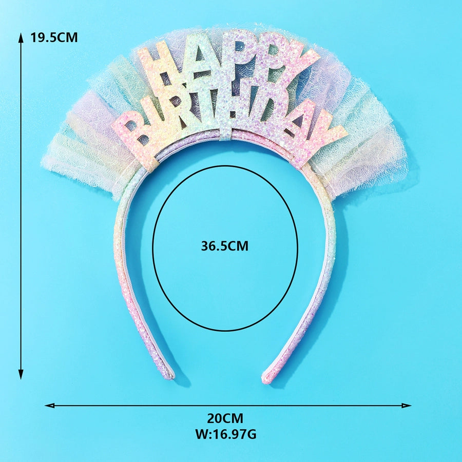 Kid'S Cute Romantic Sweet Letter Plastic Cloth Sequins Net Yarn Hair Band