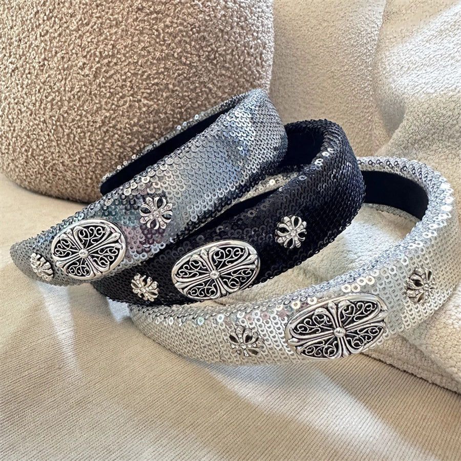 High-Grade French Headband  Internet Celebrity  Fengshui Diamond Letter H Hairpin Special-Interest Design Sequ Headband Hair Accessories