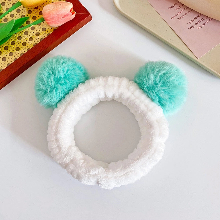 cute geometric flannel pom poms hair band