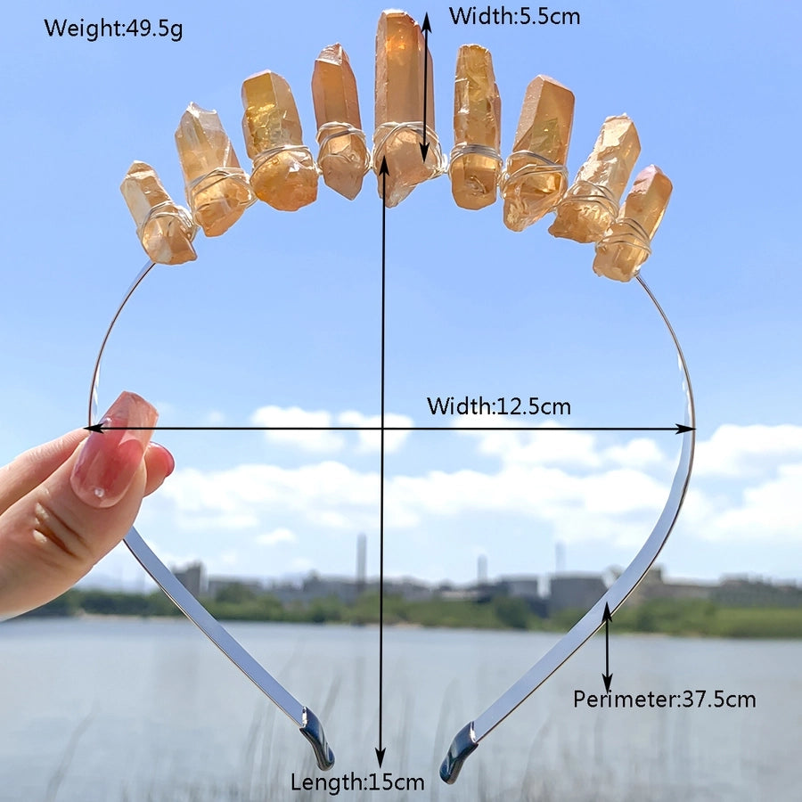 Women's Luxurious Wedding Bridal Irregular Alloy Knitting Natural Stone Hair Band