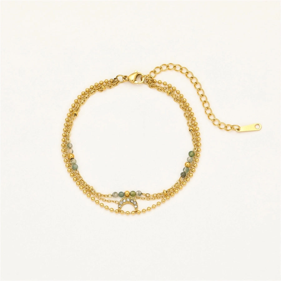 IG Style Moon 304 Stainless Steel 18K Gold Plated Zircon ball chain cable chain Bracelets In Bulk