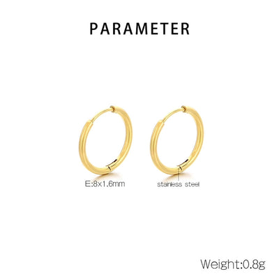 1 Pair Simple Style Round 304 Stainless Steel 18K Gold Plated Earrings