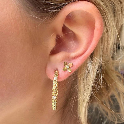 1 Pair Elegant Simple Style Geometric Flower Copper Zircon 24K Gold Plated Ear Studs