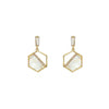 1 Pair Elegant Simple Style Commute Hexagon Inlay Copper White shell Zircon 14K Gold Plated Drop Earrings