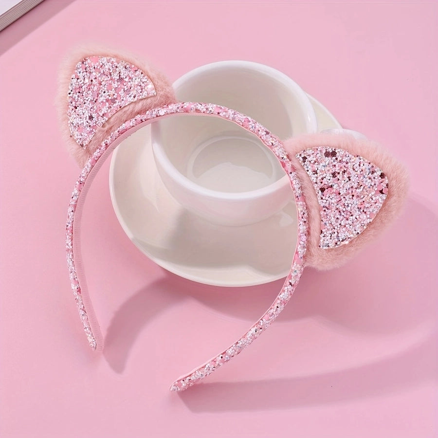 Women's Elegant Princess Shiny Ear Fabric Gauze Luminous Hair Band