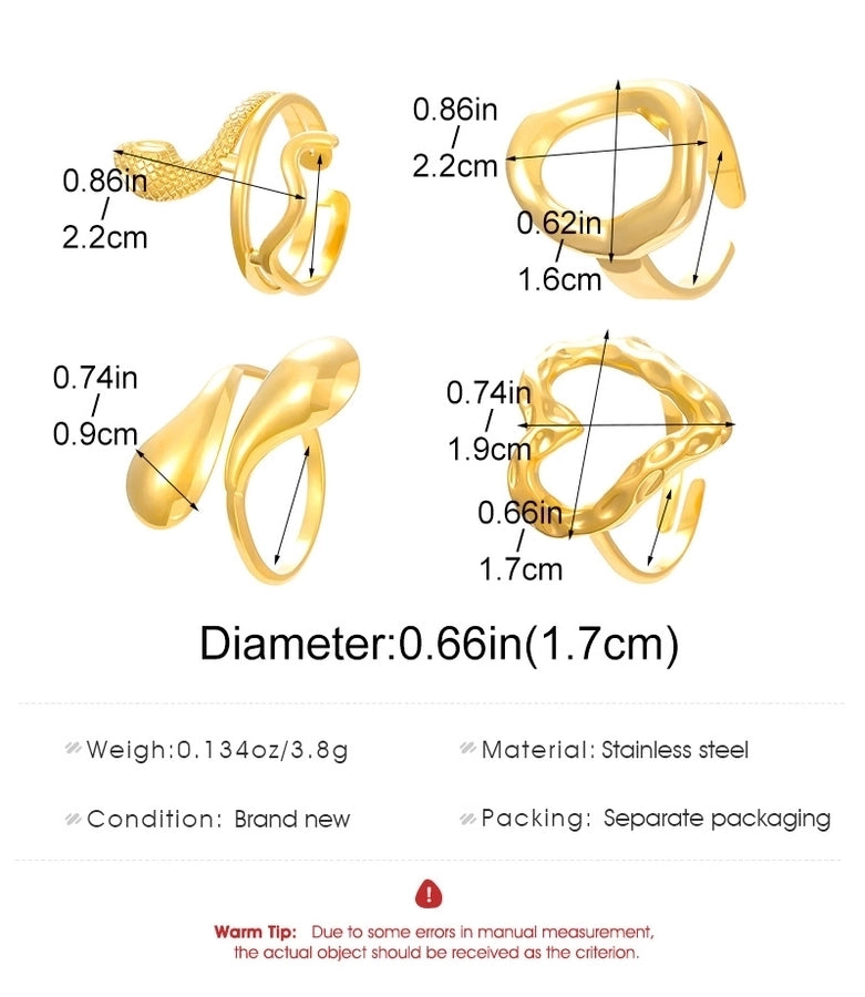 Jewelry Simple Style Classic Style Solid Color 304 Stainless Steel Plating Rings