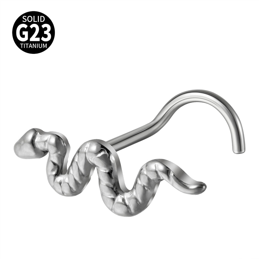 1 Piece Nose Rings & Studs Casual Snake G23 Titanium Alloy 18K Gold Plated Nose Rings & Studs