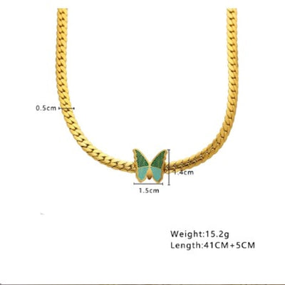 Jewelry Elegant Romantic Butterfly 304 Stainless Steel 18K Gold Plated Pendant Necklace