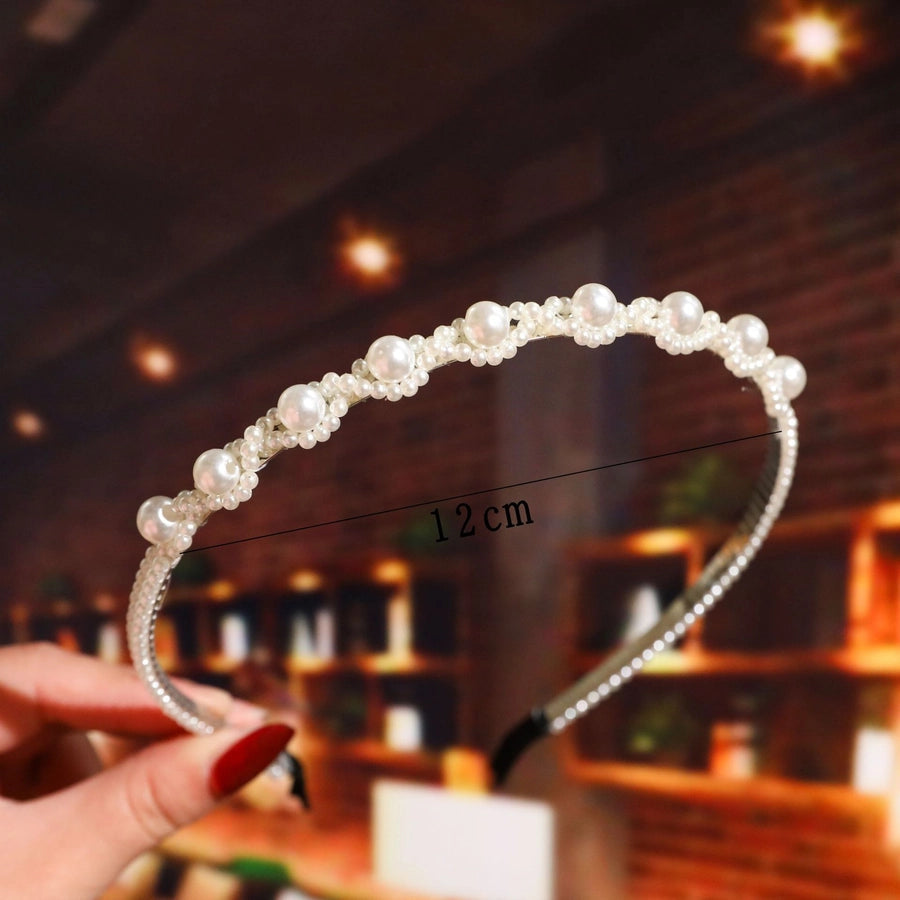 women's fashion waves alloy inlay artificial pearls headwear
