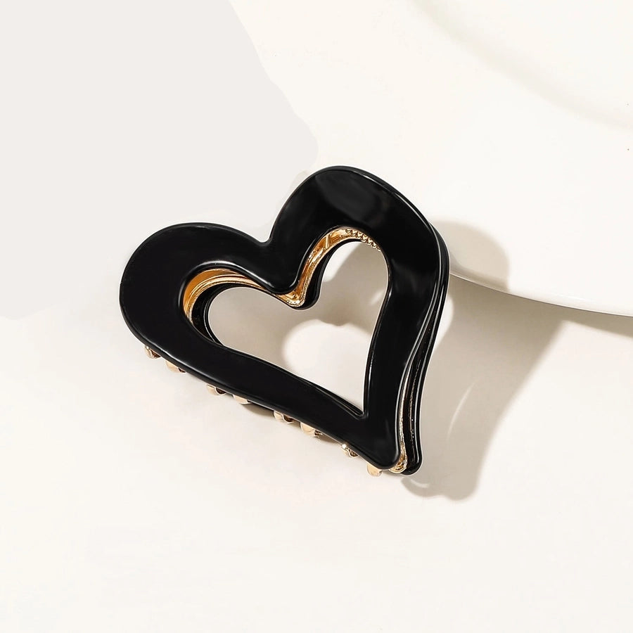 Women's Handmade Sweet Heart Shape Alloy Acetic acid sheets Heart Hair Claws