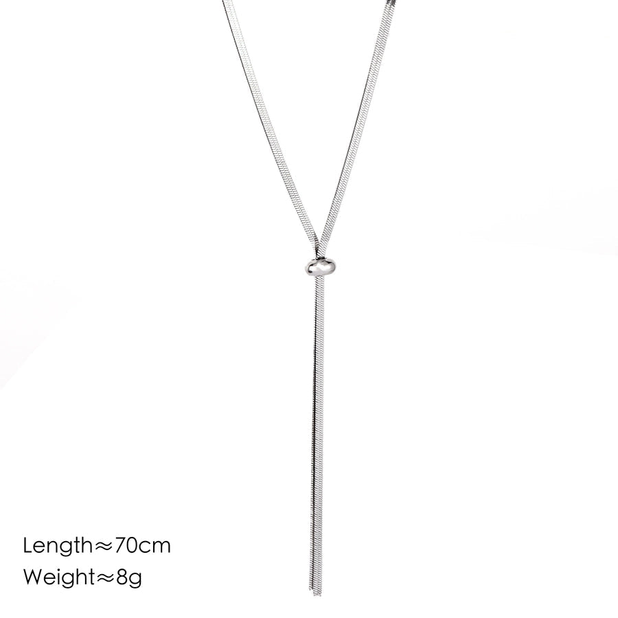 Jewelry Elegant Streetwear Solid Color 304 Stainless Steel Long Necklace Necklace