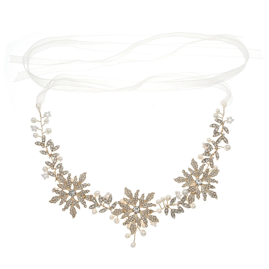 retro flower alloy pearl inlay rhinestones hair band