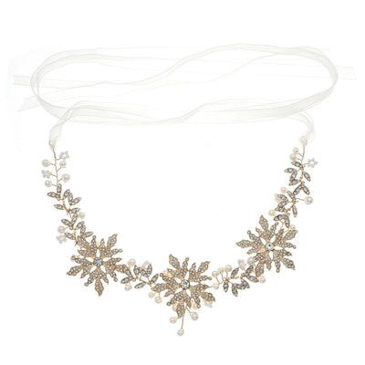 retro flower alloy pearl inlay rhinestones hair band