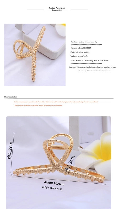 Women's net red hair clip large plate alloy grip women's back head butterfly shark clip hairpin