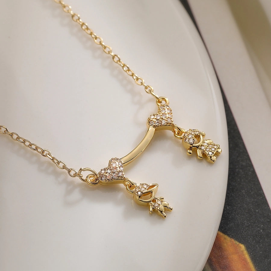 Jewelry Simple Style Human Heart Shape Copper Zircon Pendant Necklace