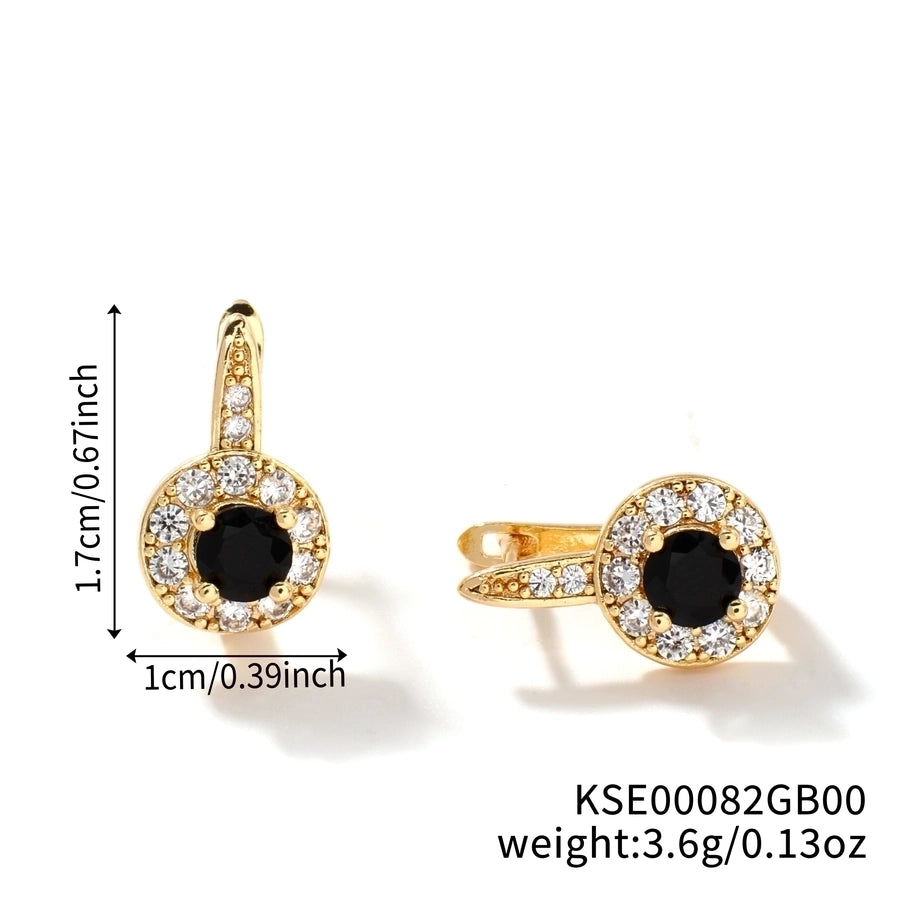 1 Pair Glam Shiny Korean Style Round Inlay Copper Zircon K Gold Plated Rhodium Plated Ear clip