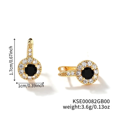 1 Pair Glam Shiny Korean Style Round Inlay Copper Zircon K Gold Plated Rhodium Plated Ear clip