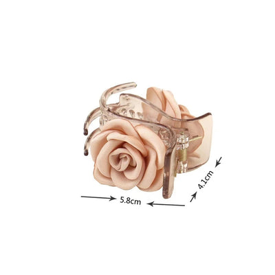women's sweet flower plastic satin handmade hair claws
