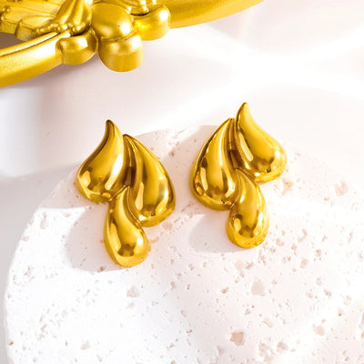 1 Pair Elegant Vintage Style Simple Style Water Droplets Copper 18K Gold Plated Ear Studs