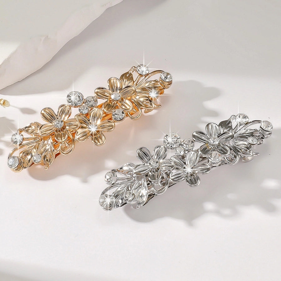 Women's Elegant Flower Alloy Inlay Zircon Hair Clip