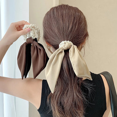 Women's Simple Style Classic Style Solid Color Cloth Baroque Pearls Hair Tie
