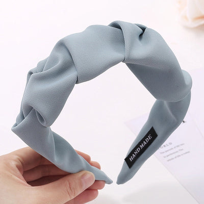 sweet solid color cloth pleated hair band