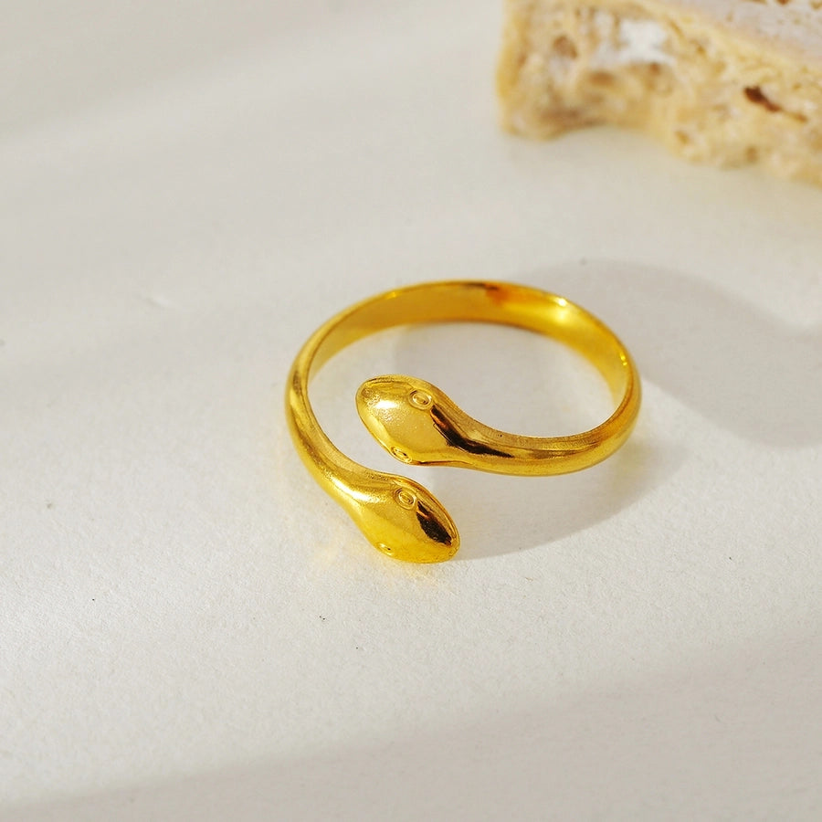 Jewelry Elegant Simple Style Snake 304 Stainless Steel 18K Gold Plated Open Rings