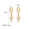 1 Pair Casual Modern Style Simple Style Cross Plating 304 Stainless Steel Imitation Pearl Rhinestones 18K Gold Plated Earrings