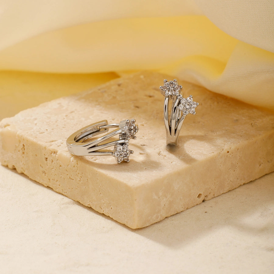 1 Pair Elegant Basic Geometric Inlay Copper Zircon K Gold Plated Rhodium Plated Ear clip