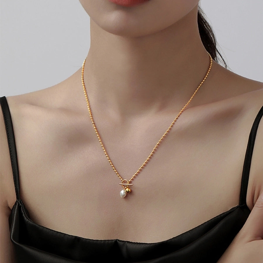 Jewelry Sweet Solid Color Titanium Steel Plating Pendant Necklace