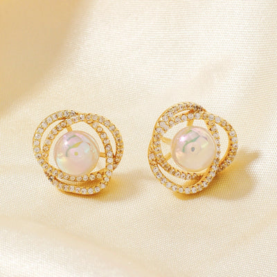 1 Pair Retro Simple Style Shiny Geometric Inlay Copper Zircon K Gold Plated Ear Studs