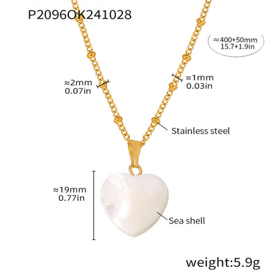 Jewelry Elegant Heart Shape 304 Stainless Steel Shell 18K Gold Plated Plating Pendant Necklace