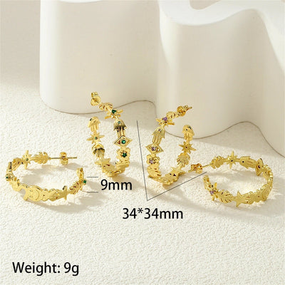 1 Pair IG Style Exaggerated Streetwear Devil's Eye  Inlay Copper Zircon 18K Gold Plated Ear Studs