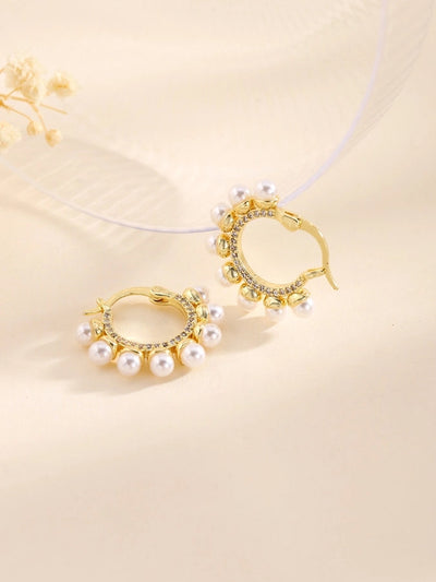 1 Pair Elegant Classical Romantic Solid Color Copper Ear Studs