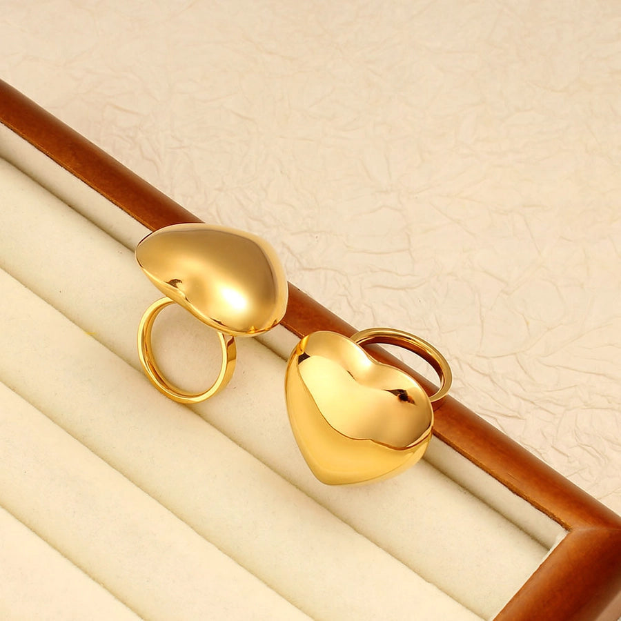 Jewelry Elegant Cute Heart Shape 304 Stainless Steel 18K Gold Plated Rings