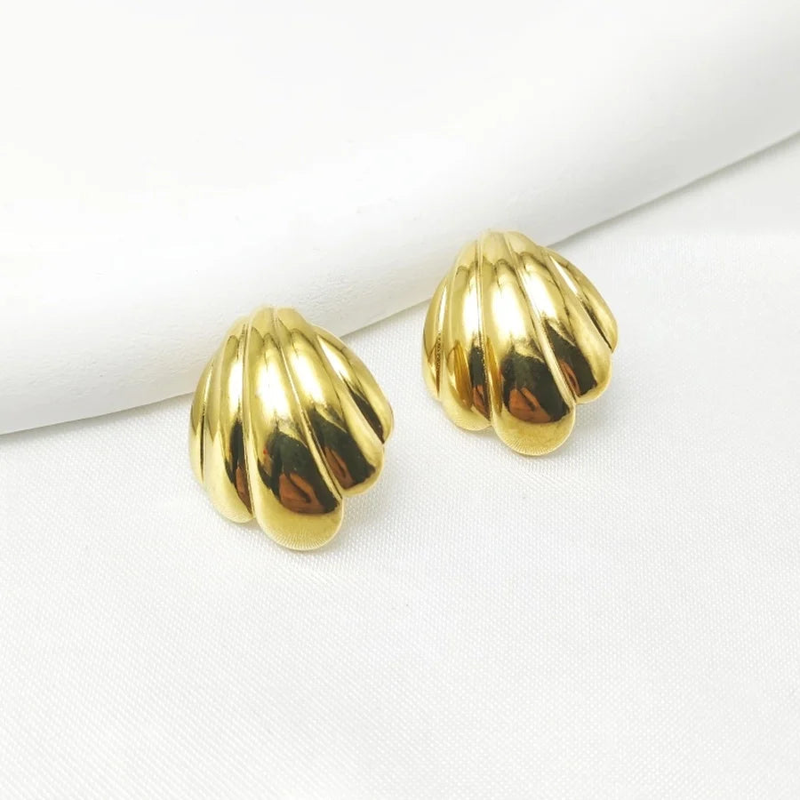 1 Pair Elegant Cute Commute Shell Stamping 304 Stainless Steel Ear Studs