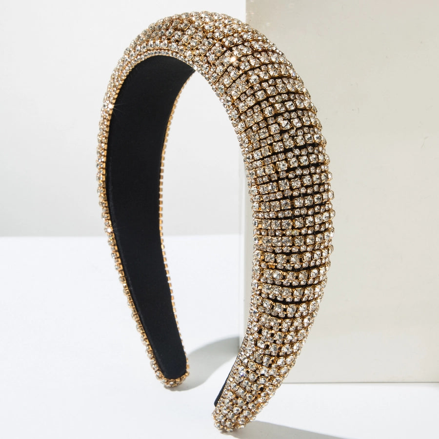 Elegant Glam Luxurious Women's Solid Color Alloy Cloth Inlay Rhinestones Hair Band