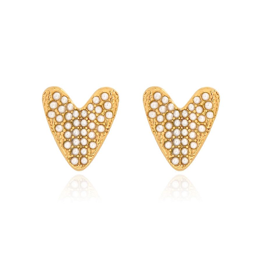 1 Pair Elegant Heart Shape 304 Stainless Steel 18K Gold Plated Ear Studs