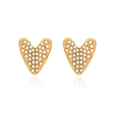 1 Pair Elegant Heart Shape 304 Stainless Steel 18K Gold Plated Ear Studs