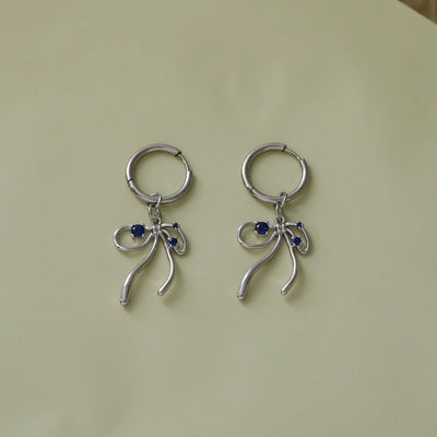 Copper 18K Gold Plated White Gold Plated Asymmetrical Big Bow Bow Knot Zircon Jewelry Set