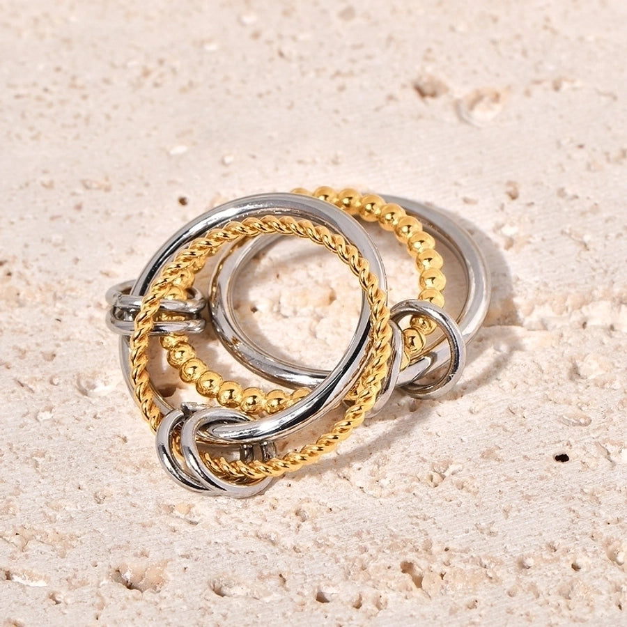 Jewelry Artistic Twist 304 Stainless Steel Titanium Steel 18K Gold Plated Layered Braid Rings