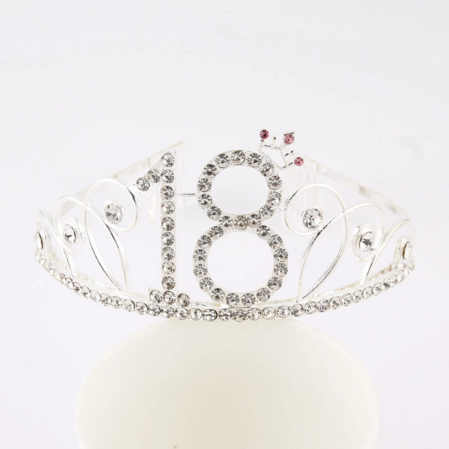 New Birthday Crown  60 Digital Birthday Headband Bridal Banquet Rhinestone Hair Accessories Alloy Headband Women