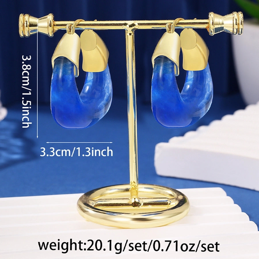 1 Pair Classical Retro Queen U Shape Copper Imitation Gold  Earrings