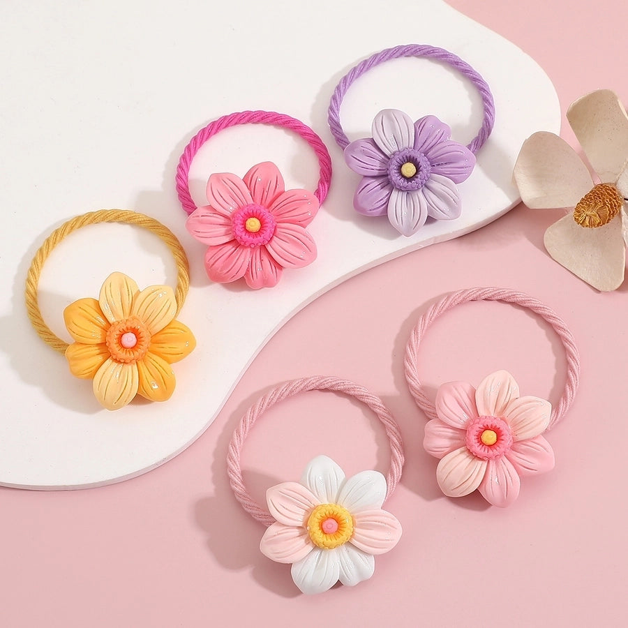 Kid'S Sweet Flower Resin Hair Tie