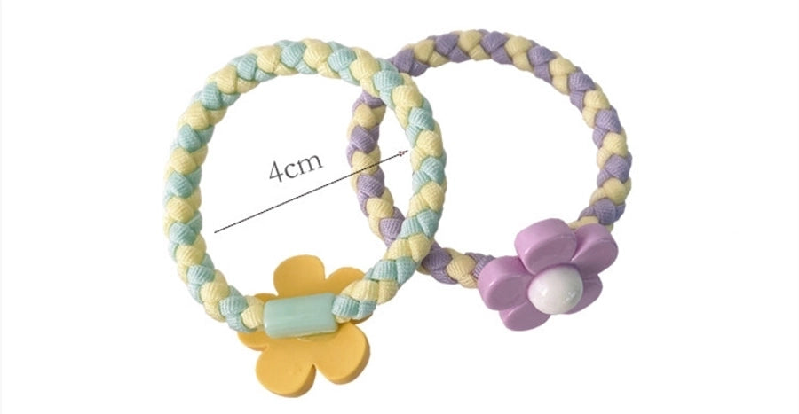 kid's cartoon style animal fruit flower cloth resin contrast collar hair tie