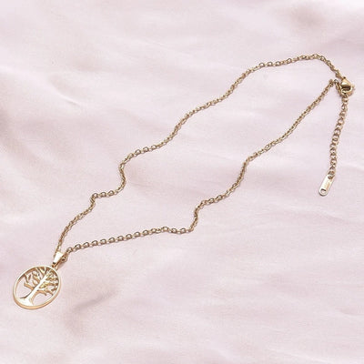 Jewelry Basic Modern Style Classic Style Life Tree 304 Stainless Steel 18K Gold Plated Plating Pendant Necklace