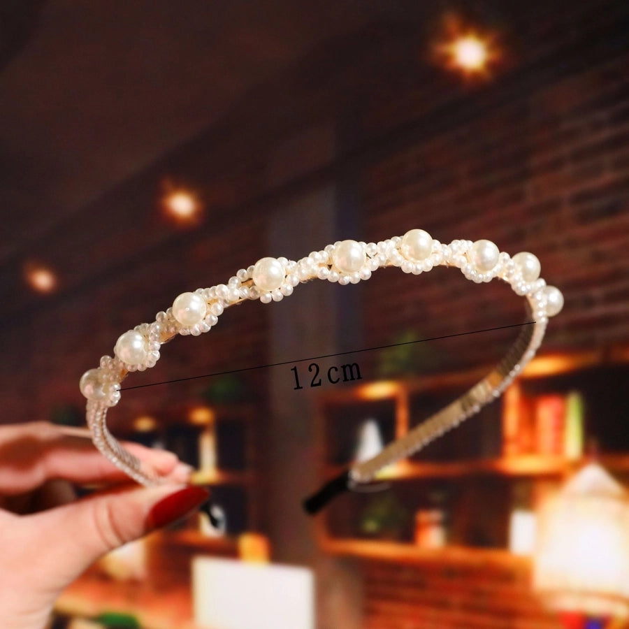 women's fashion waves alloy inlay artificial pearls headwear