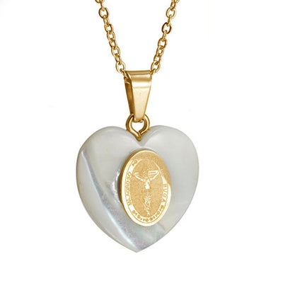 Elegant Heart Shape 304 Stainless Steel Shell  Pendant Necklace